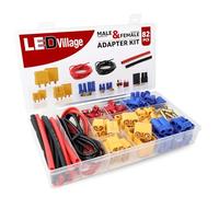 Ledvillage 82pcs T-Plug / XT30 / XT60 / XT90 / EC3 / EC5 Male & Female Plug Adapter Connectors Kit 14 AWG Silicone Wire and Heat Shrink Tubing for RC Lipo Battery ESC Motor