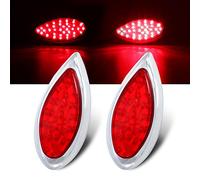 Ledvillage - Set of 2 Rear Teardrop with Red Chrome Bezel, 35 LED High Brightness Lights for Trailer Truck Car Bus Tail Lights 12V DC