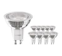 Ledvion 10 Pack GU10 LED Spots 5W 6500K 345 Lumen Full Glass | Adjust the brightness to suit relaxing, practical or everyday lighting needs.
