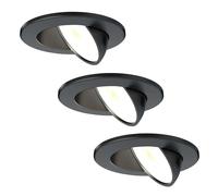 Ledvion - 3X LED Downlight, Black, Dimmable, 5W, IP65, CCT, COB, Ø75mm, 5 Year Guarantee