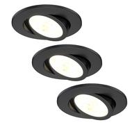 Ledvion - 3X LED Downlight, Black, Dimmable, 7W, IP65, CCT, COB, Ø90mm, 5 Year Guarantee