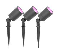Ledvion - 3X Smart WiFi LED Spike Spotlights, Aluminium Anthracite, IP65, 5W, RGBWW, 1M Cable, LED Spotlight, Garden Lights