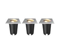 Ledvion - 3X Square LED Ground Recessed Lights, GU10, Stainless Steel, IP67, 1m Cable, Adjustable, Outdoor Lighting