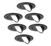 Ledvion - 6X LED Downlight, Black, Dimmable, 5W, IP65, CCT, COB, Ø75mm, 5 Year Guarantee