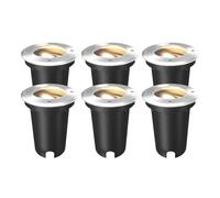 Ledvion - 6X Round LED Ground Recessed Lights, GU10, Stainless Steel, IP67, 1m Cable, Adjustable, Outdoor Lighting