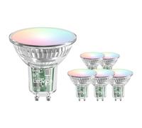Ledvion - 6X Smart RGB+CCT GU10 LED Spot, 5W, 345 Lumens, Dimmable, Wi-Fi Lighting, Wi-Fi Light, Alexa & Google Home
