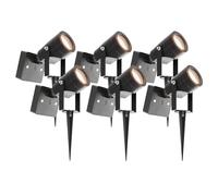 Ledvion - 6X Solar LED Spike Spotlights, Black, IP44, 3000K, Solar Powered, Outdoor Garden Spotlights