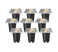 Ledvion - 9X Square LED Ground Recessed Lights, GU10, Stainless Steel, IP67, 1m Cable, Adjustable, Outdoor Lighting