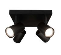 Ledvion LED Ceiling Spotlight Black 4-Light Square GU10 3W Neutral White | Bulb included for hallway living room kitchen bedroom and dry indoor spaces