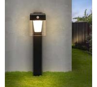 Ledvion - LED Solar Standing Outdoor Lamp WhiteMotion Sensor Square Open, Black, IP44, Solar Energy, 0.5W, 3000K,