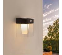 Ledvion - LED Solar Wall Lamp WhiteMotion Sensor, Square Open, Black, IP44, Solar Energy, 0.5W, 3000K,