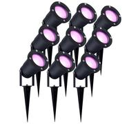 Ledvion Set of 9 SMART Wifi LED Pin Spotlights, Aluminium, IP65, 5W, RGBWW, 1 Meter Cable, LED Spotlight, Outdoor LED Garden Spotlight