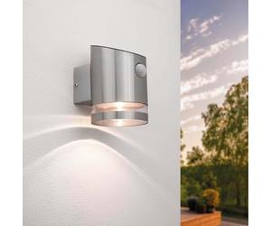 Ledvion Solar Elara, Outdoor LED Wall Light, Grey, Round, RVS With Motion Sensor, For One RVS 3000K Down, IP44 Certified, Dust & Water Resistant, Modern Style, Outdoor Use