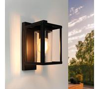 Ledvion - Wall Lamp Square with Sensor Black, IP44, E27, Black Wall Lamp Outdoor,