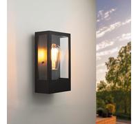 Ledvion - Wall Lamp with Sensor Black, E27, IP44, Stainless Steel, LED Wall Lamp Outdoor