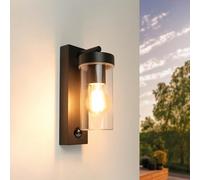 Ledvion - Wall Lamp with Sensor Black, IP44, E27, Black Wall Lamp Outdoor,