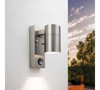 Ledvion - Wall Lamp with Sensor Gray, GU10, IP44, Stainless Steel, LED Wall Lamp Outdoor