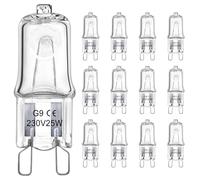LedWekei G9 Halogen Bulbs,220v 25w Bulb 2 Pin Clear Capsule Lamp Bulb，Dimmable 2700K Warm White Light Bulbs (12 Pack)