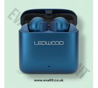 Ledwood Titan Earphones in Electric Blue - Wireless Bluetooth 5.1, All-Day Battery Life, SuperBass Technology