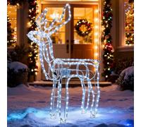 LEDYA Animated Head-Moving Christmas Reindeer Light, 216 LEDs Cool White, Large 89 cm Light Up Reindeer, Indoor/Outdoor Christmas Decoration with Timer, Mains Powered for Festive Home, Garden or Porch