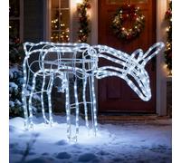 LEDYA Animated Head-Nodding Christmas Reindeer Light,192 LEDs Cool White, Large 53 cm Light Up Reindeer, Indoor/Outdoor Christmas Decoration with Timer, Mains Powered for Festive Home, Garden or Porch
