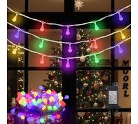 LEDYA Fairy Lights Plug in 120 LEDs, 12M/39ft Globe String Lights, 8 Modes Christmas Light with Timer, Garden Lights Outdoor/Indoor for Bedroom, Patio, Wedding, Party Decorations (Multi-Coloured)