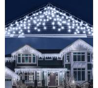 LEDYA Icicle Outdoor Christmas Lights, 55ft/17m 480 LED Outdoor Fairy Lights, Mains Powered Outside & Indoor Decorations Icicle Lights with 8 Modes for Window, Roof, Garden, Wall, Gazebo