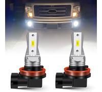 LEDYOTRY - H8 H11 LED Fog Light Bulbs, 400% Brightness 6000K Xenon White H16 H11 H8, 1:1 Mini Size Front Fog Bulbs, Non-Polarity, Set & Plug (2 Pack)