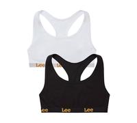 Lee Women's Crop Top in Black/White with Racerback Style Training Bra, L
