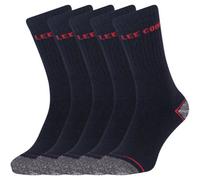 Lee Cooper Men's Work Socks with Padded Heels Breathable Heavy Duty Durable Workwear Regular Fit Comfortable Design for Men Casual and Work Wear (Black/Red, 6-11, Set of 5)