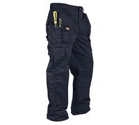 Lee Cooper LCPNT206 Workwear Mens Multi Pocket Easy Care Heavy Duty Knee Pad Pockets Safety Work Cargo Trousers Pants, Black, 40W/33L