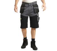 Lee Cooper LCSHO812 Men's Stretch Workwear Hi-Vis Detail Multi Holster Pocket Work Cargo Shorts, Grey/Black, 34W