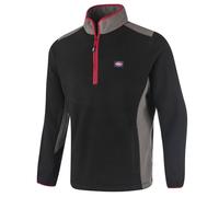 Lee Cooper LCTOP303_BLK/G_S Workwear Mens Zip Neck Thermal Anti Pill Fleece Work Pullover Sweater Jumper Top With Reflective Detail, Black/Grey, Small LCTOP303
