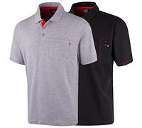 Lee Cooper LCTS011 Men's Classic Workwear Pique Collared Cotton Polo Shirt, Grey Marl, M
