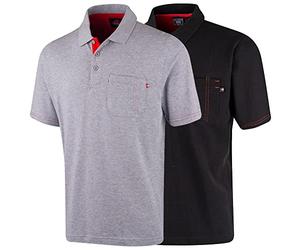 Lee Cooper LCTS011 Men's Classic Workwear Pique Collared Cotton Polo Shirt, Grey Marl, XXL