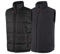 Lee Cooper LCVST702 Mens Work Safety Reversible Padded Bodywarmer Gilet Vest, Black/Grey, 3X-Large