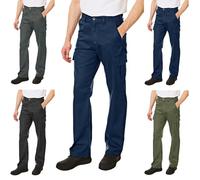Lee Cooper Men's Cargo Trousers with Multi Pocket Easy Care Safety Workwear Pants Durable Heavy-Duty Work Trouser Regular Fit Button & Zip Closure Pant for Men Casual Wear (Navy, 40W / 33L)