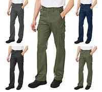 Lee Cooper Men's Classic Multi Pocket Cargo Work Trouser Easy care Safety Pant, Khaki, 42W / 33L