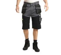Lee Cooper Men's Hi Vis Work Shorts Reflective Cargo Shorts Detail Multi & Holster Pocket Durable and Lightweight Stretchable Fabric Workwear Capri Long Short for Men Casual Wear (Grey/Black, 42W)