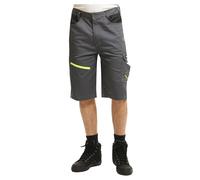 Lee Cooper Men's Hi Vis Work Shorts Reflective Stretchable High Visibility Cargo Detail Multi & Holster Pocket Durable Lightweight Workwear Short Pant for Men Casual Wear (Grey/Black, 32W)