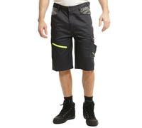 Lee Cooper Men's Hi Vis Work Shorts Reflective Stretchable High Visibility Cargo Detail Multi & Holster Pocket Durable Lightweight Workwear Short Pant for Men Casual Wear (Black/Grey, 30W)