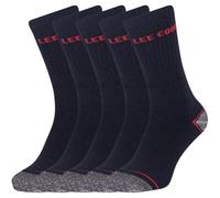 Lee Cooper Men's Padded Heavy Duty Work Socks Multipack Breathable Socks Black/Red, Size 6-11, 5 Pack