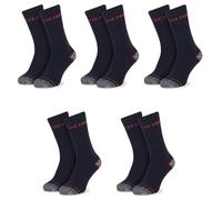 Lee Cooper Men's Work Socks with Padded Heels Breathable Heavy Duty Durable Workwear Regular Fit Comfortable Design for Men Casual and Work Wear (Black/Red, 6-11, Set of 5)
