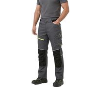 Lee Cooper Men's Workwear Hi Vis Cargo Trousers with Knee Pad Pockets - Heavy Duty Multi Pocket Safety Work Pants, Durable Easy Care Work Trousers for Construction and Trade (Grey/Black, 34W / 31L)