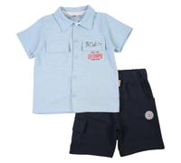 Lee Cooper Unisex Kid's Clothing Set for Childrens Boy and Girl Baby, T Shirt + Shorts, Feeder, Blue, 12 mese (Pack of 2)