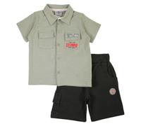 Lee Cooper Unisex Kid's Clothing Set for Childrens Boy and Girl Baby, T Shirt + Shorts, Feeder, Green, 12 mese (Pack of 2)