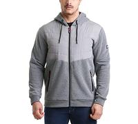 Lee Cooper Workwear LCJKT126 Mens Full Zip Thermal Quilted Hoodie Hoody Jacket Coat, Grey Marl, Large