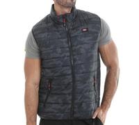 Lee Cooper Workwear Mens Slim Fit Lightweight Camo Print Padded Vest Windproof Showerproof Thermal Bodywarmer Gilet, Black Camo, XXL