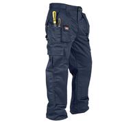 Lee Cooper LCPNT206 Workwear Mens Multi Pocket Easy Care Heavy Duty Knee Pad Pockets Safety Work Cargo Trousers Pants, Navy, 32W/29L