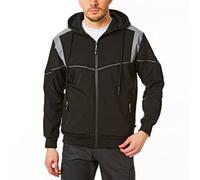 Lee Cooper Workwear LCJKT458 Mens Reflective Panelling Bonded Fleeced Softshell Work Hooded Jacket, Black, Large
